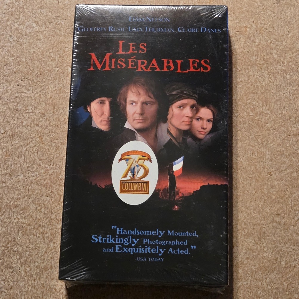 Columbia Les Miserables VHS Movie Liam Neeson Uma Thurman 1998 New‎ Sealed Drama